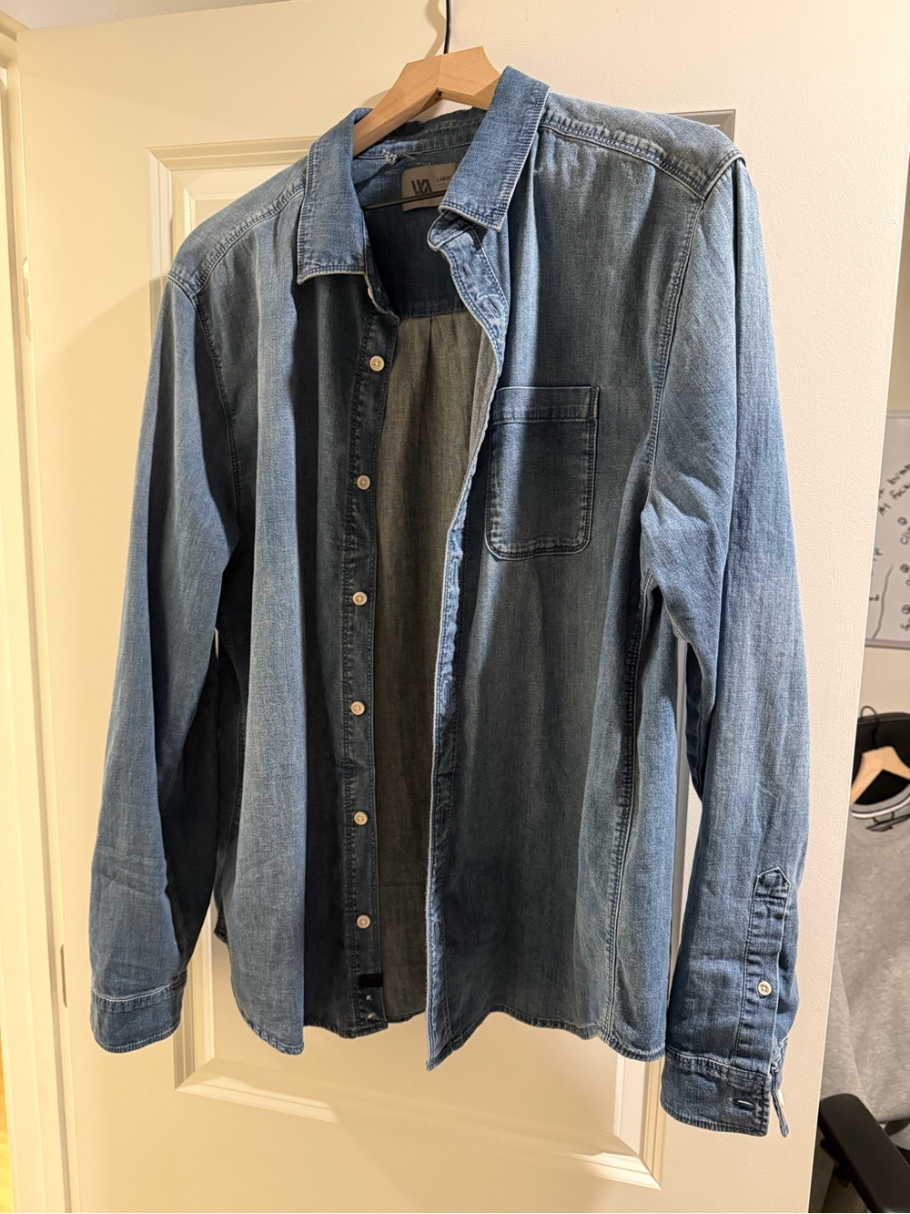 Men's Light Blue Denim Shirt Jacket - Casual Layering Jacket